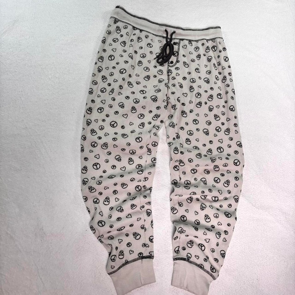 P.J. Salvage Thermal Pajama Lounge Pants Womens Large Skull Peace Print Y2K